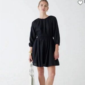 J. Crew Palmero Black Long Sleeve Linen Dress